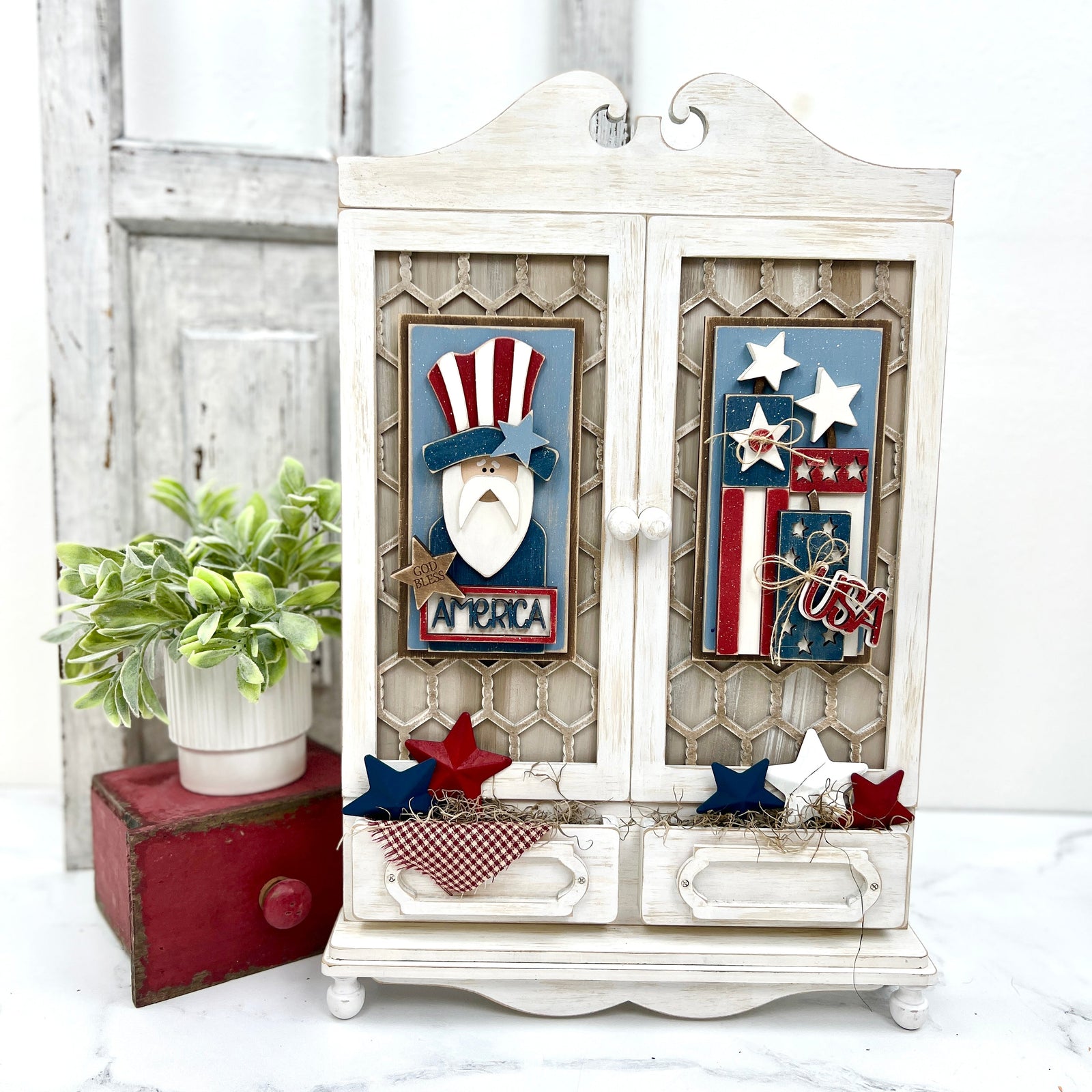 Patriotic Cabinet Door Fronts-Cabinet Sold Separately seasonal wood decor crafts