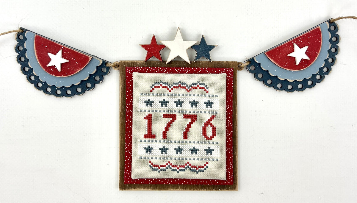 Patriotic garland DIY kit, Americana bunting banner, red white and blue craft kit, cross stitch display accessories, 4th of July garland, rustic patriotic decor