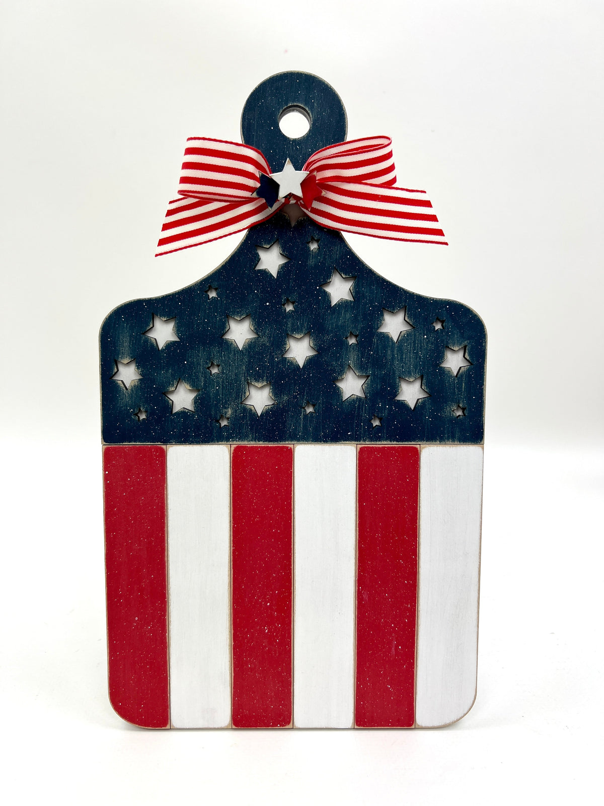 Patriotic Paddle Board Cross Stitch Display-Unfinished Wood Seasonal &amp; Holiday Decorations