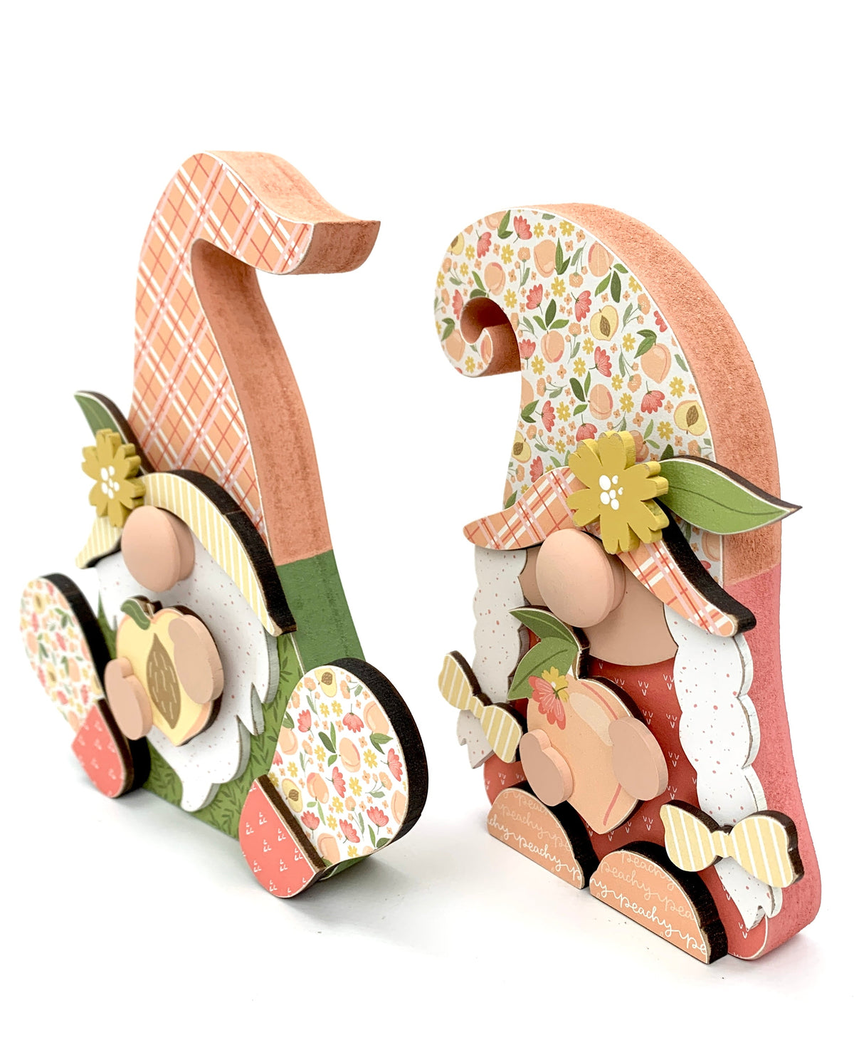 Peach gnomes wood decor craft kit side view