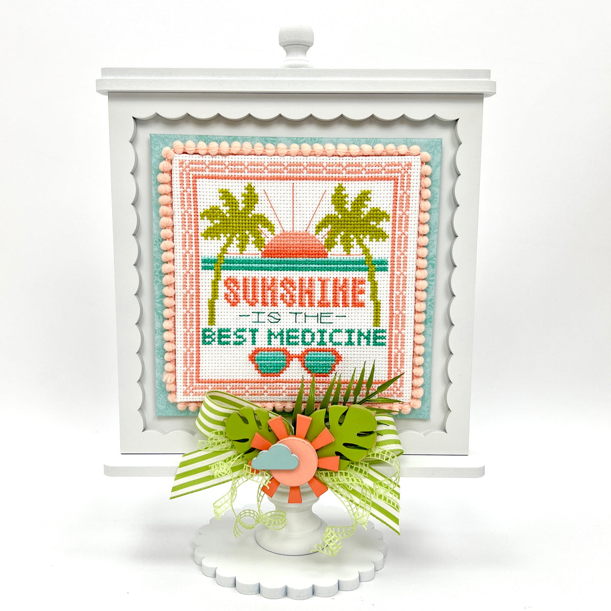 Unfinished Wood Cross Stitch Shapes-Tropical Leaves and Sun seasonal wood decor