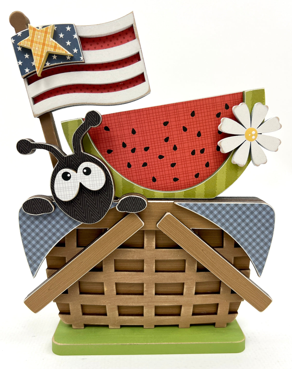 Summer Ant Picnic Basket Wood Decor seasonal wood decor