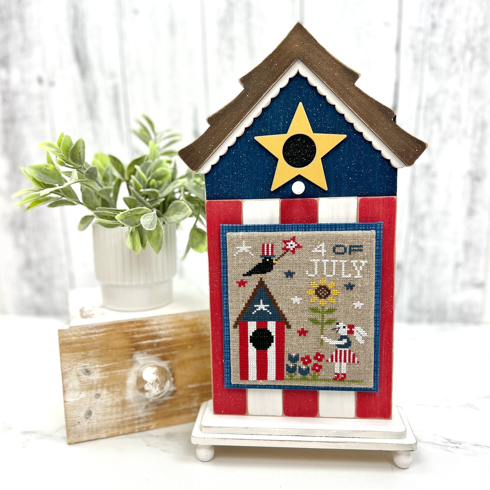 Reversible Birdhouse Cross Stitch Display-Unfinished Wood Cross stitch display