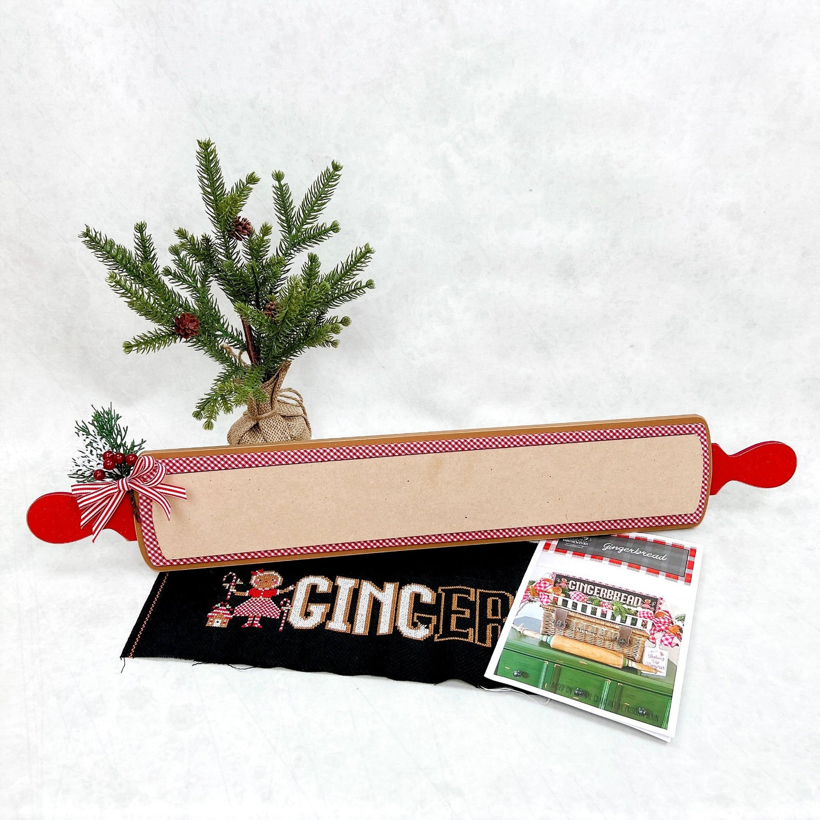 Rolling Pin Cross Stitch Display-Unfinished Wood seasonal wood decor