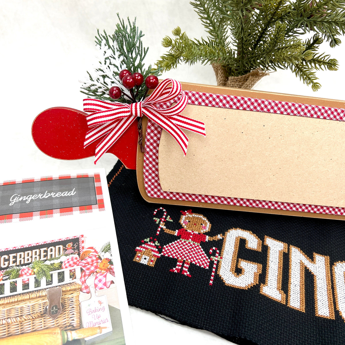 Rolling Pin Cross Stitch Display-Unfinished Wood seasonal wood decor