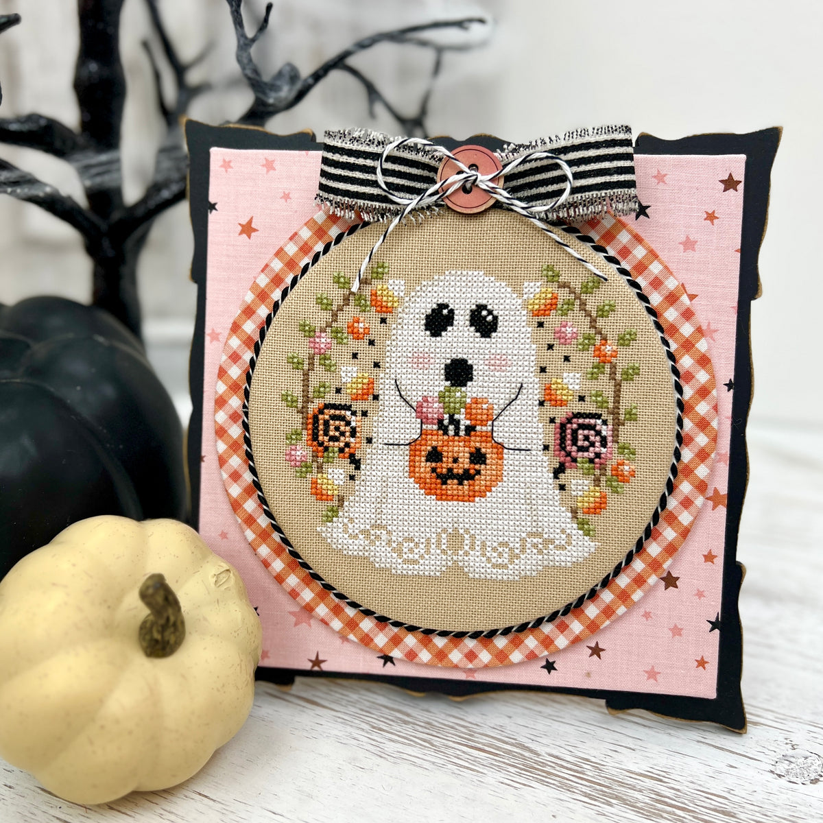 Candy Ghost-Halloween Cross Stitch Pattern