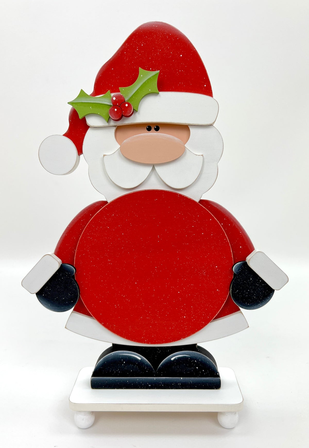 Santa Round Cross Stitch Display-Unfinished Wood seasonal wood decor