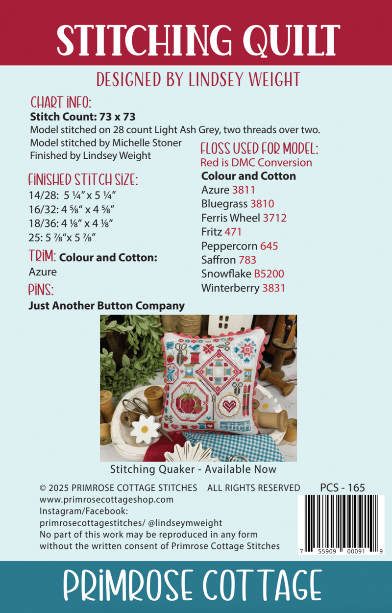Stitching Quilt by Primrose Cottage cross stitch pattern