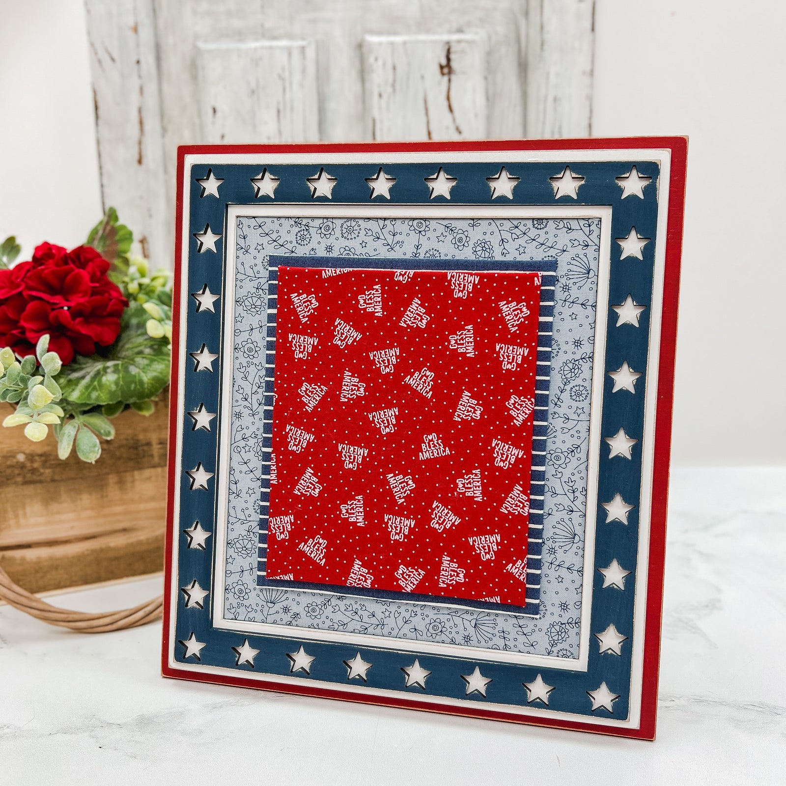 Seeing Stars Cross Stitch Frame-Unfinished wood