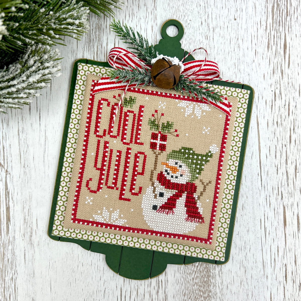 Pre-Painted Shiplap Christmas Ornament Cross Stitch Bundle