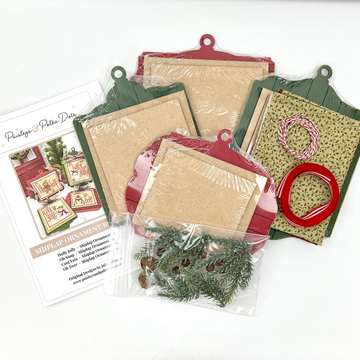 Pre-Painted Shiplap Christmas Ornament Cross Stitch Bundle
