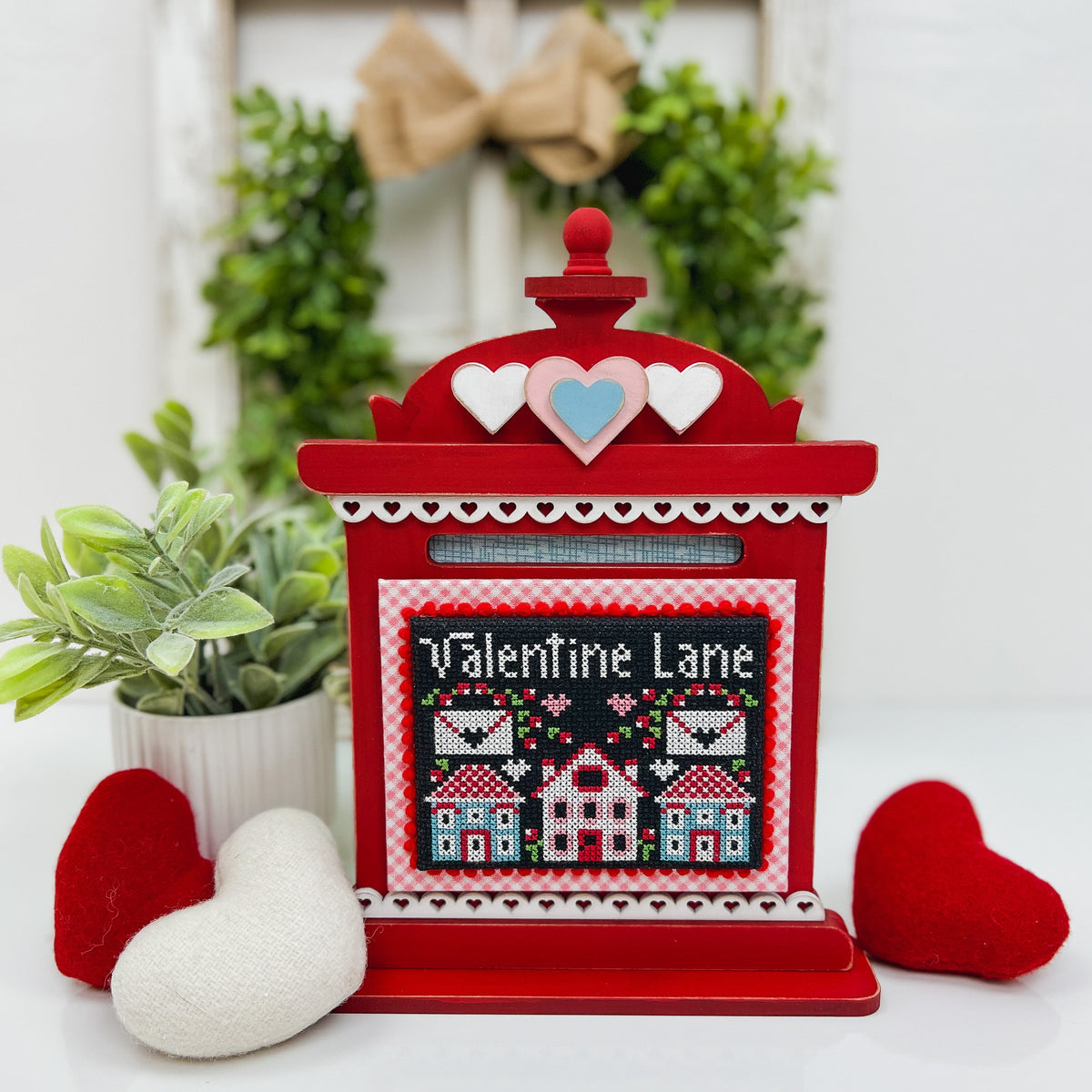 Small Vintage Mailbox Cross Stitch Display-Unfinished Wood