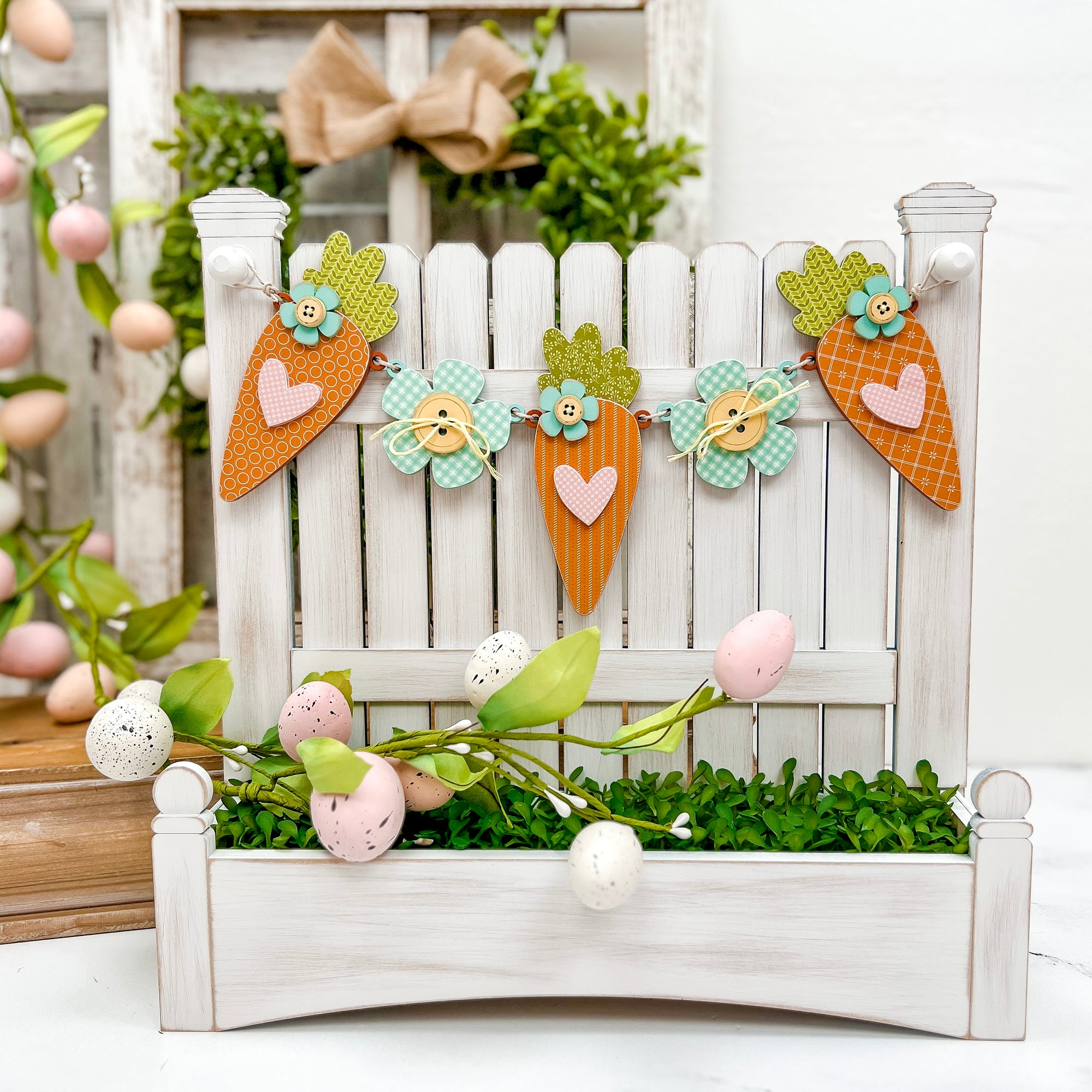 Spring Garland DIY Wood Decor (picket fence sold separately)