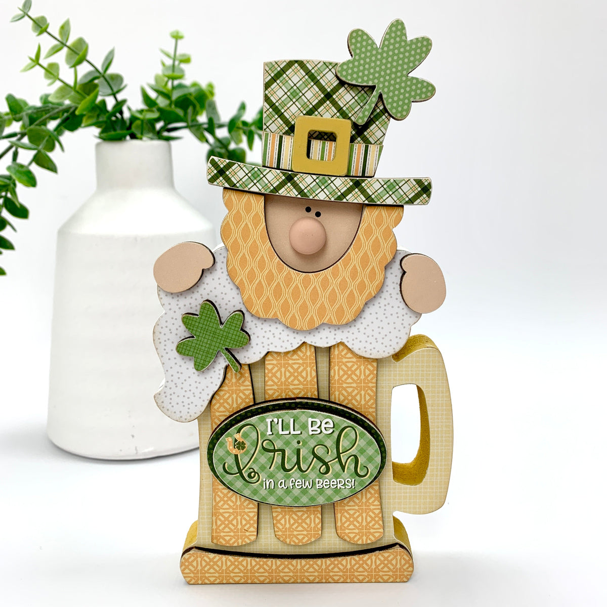 St. Patrick&#39;s Leprechaun Beer wood decor DIY craft kit