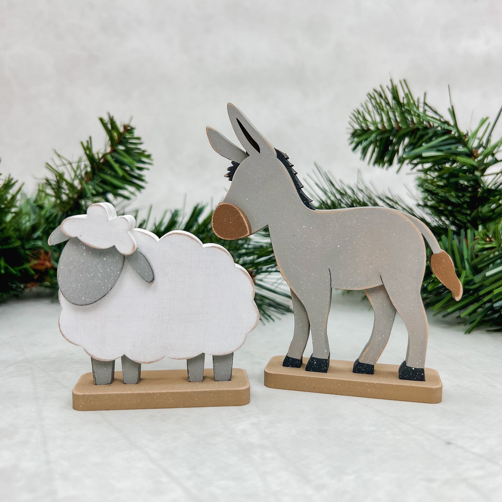 Nativity Scene donkey and sheep wood decor kit