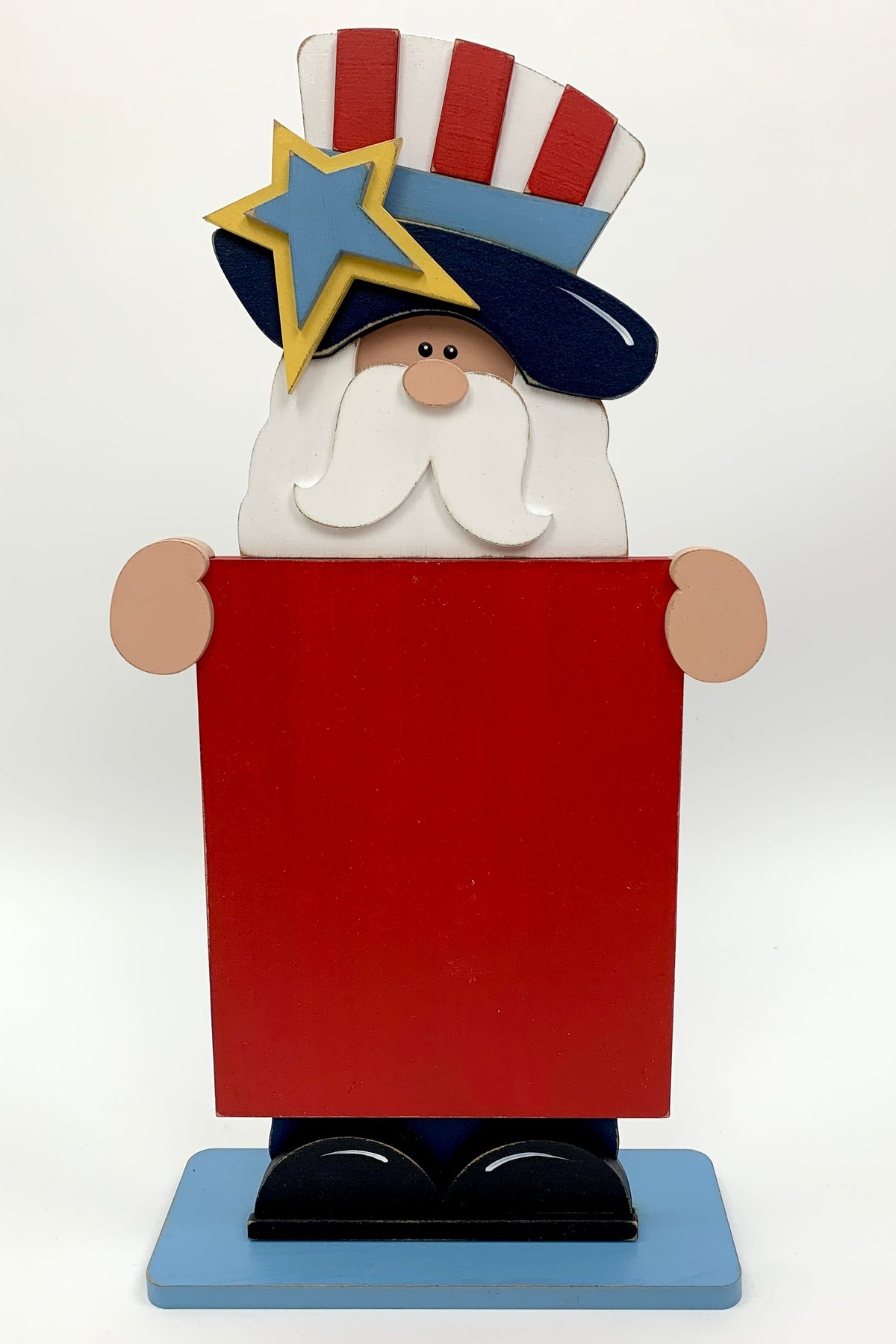 Patriotic Uncle Sam Unfinished wood backer display for cross stitch and needle craft