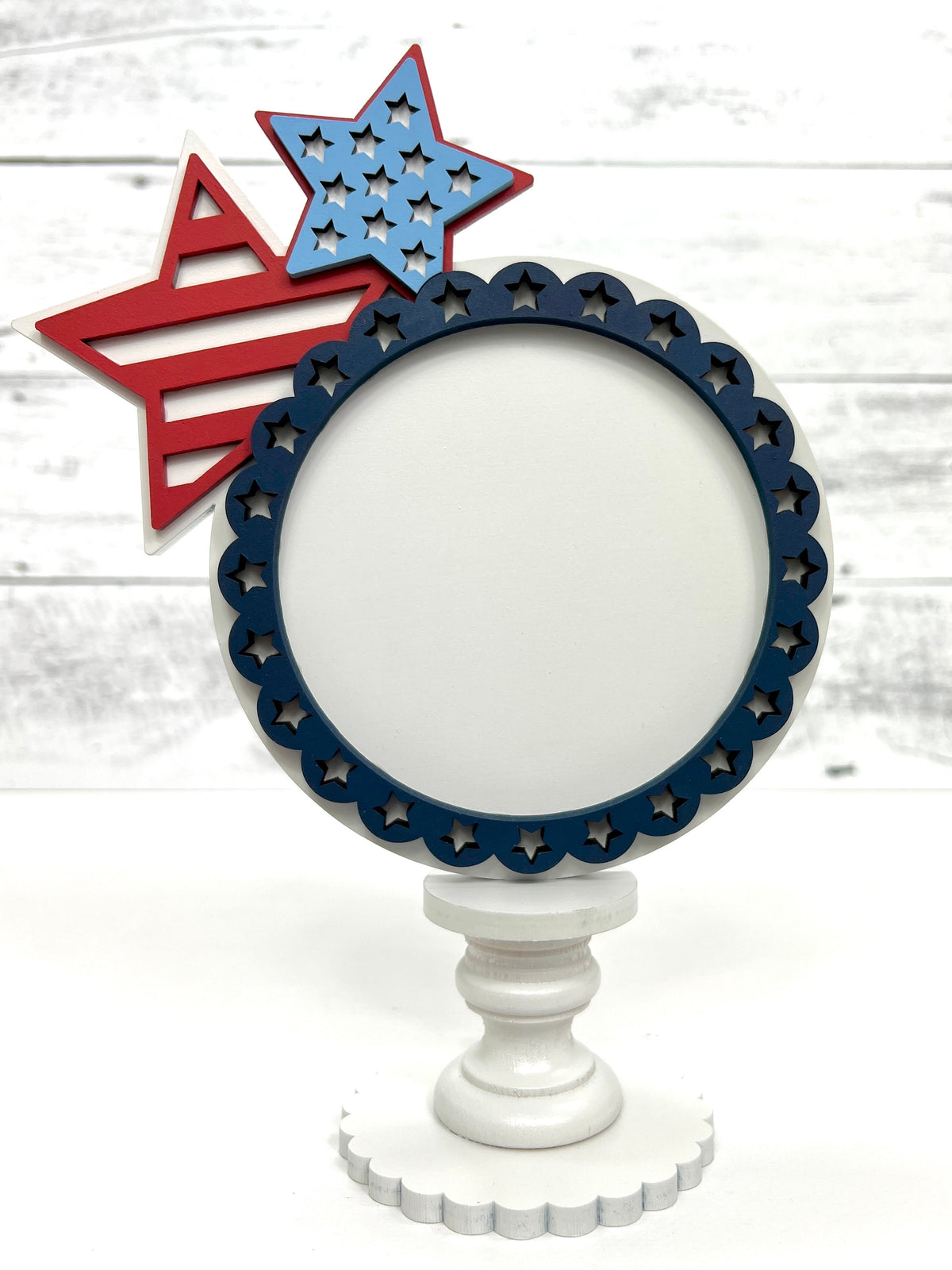 Round patriotic and 4th of July cross stitch display backer