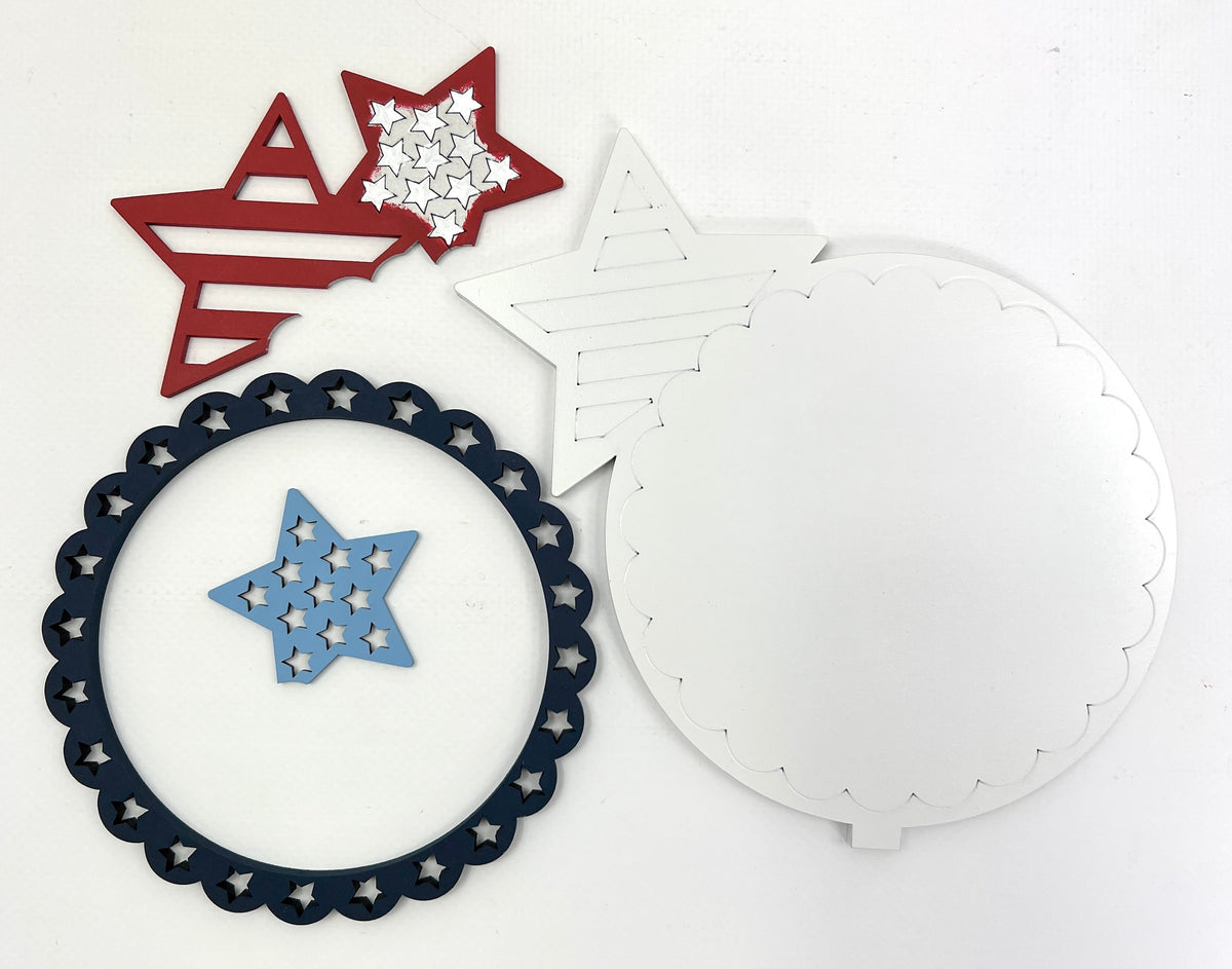 Star Pedestal Cross Stitch Display-Unfinished Wood seasonal wood decor