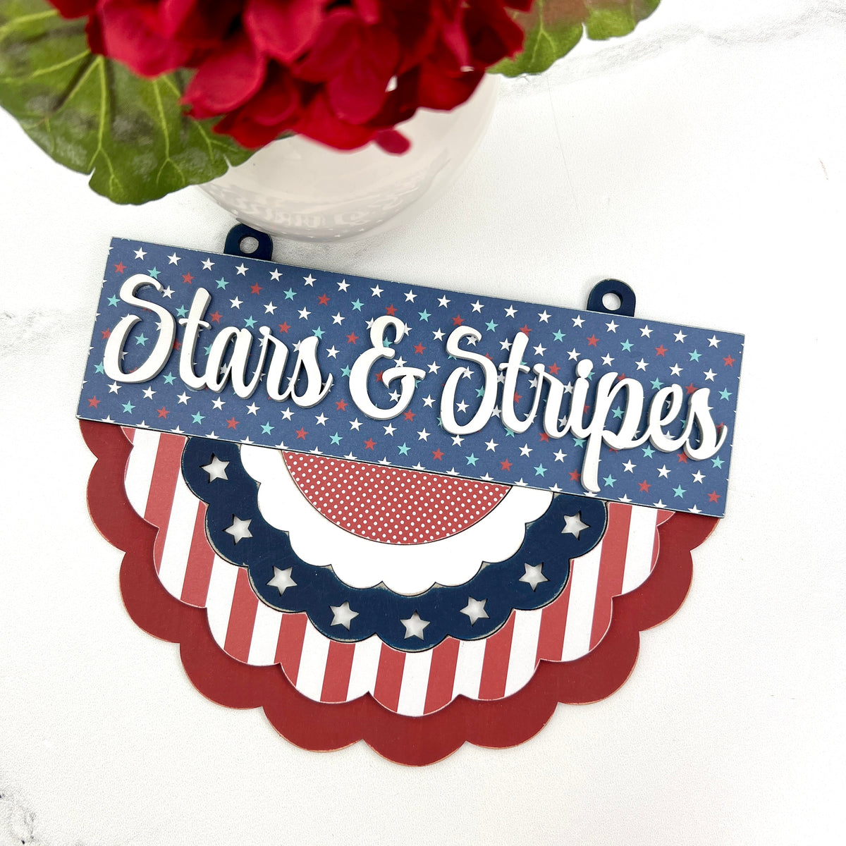 Stars and stripes sign wood decoration