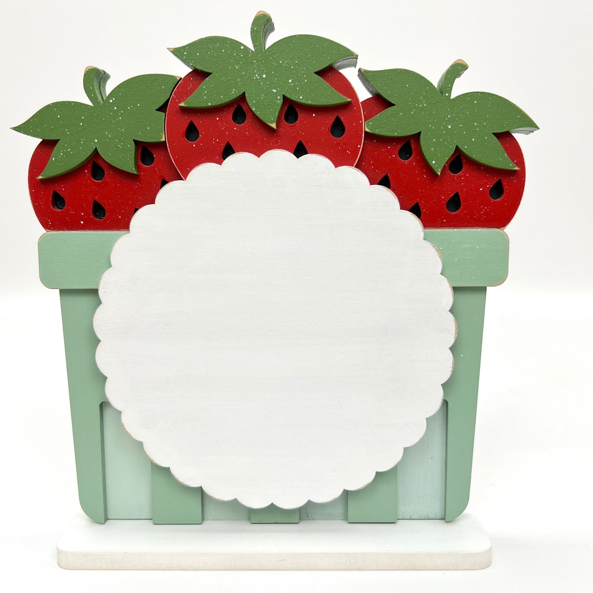 Strawberry Basket Wood Cross Stitch Display-Unfinished Wood wood decor