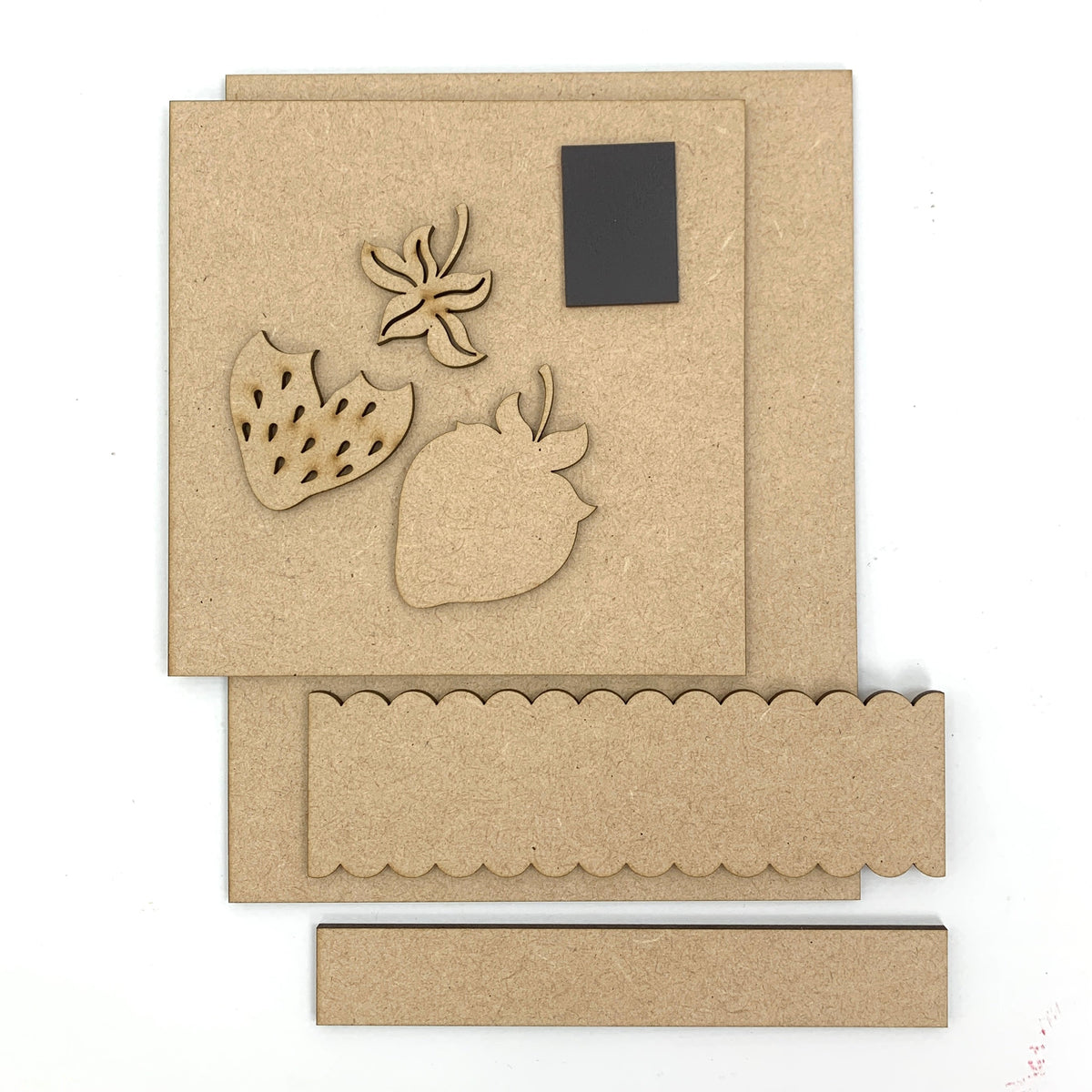 Strawberry cross stitch unfinshed wood backer display 