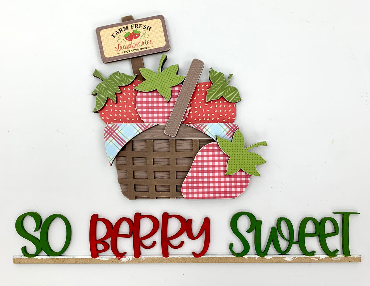 Strawberry basket wood decoration DIY craft kit