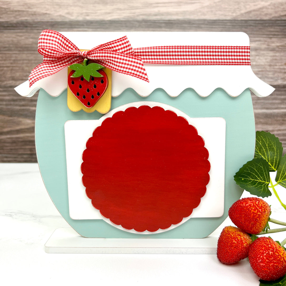 strawberry jam jar wood cross stitch display backers for round finishes