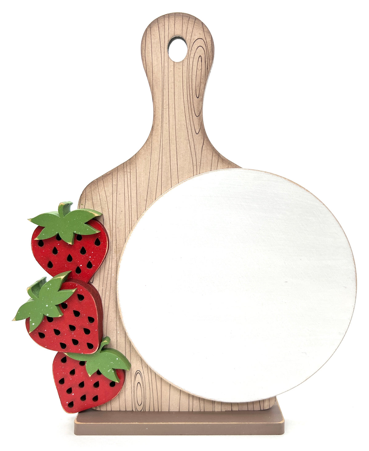 Strawberry recipe board cross stitch display backer for round cross stitch