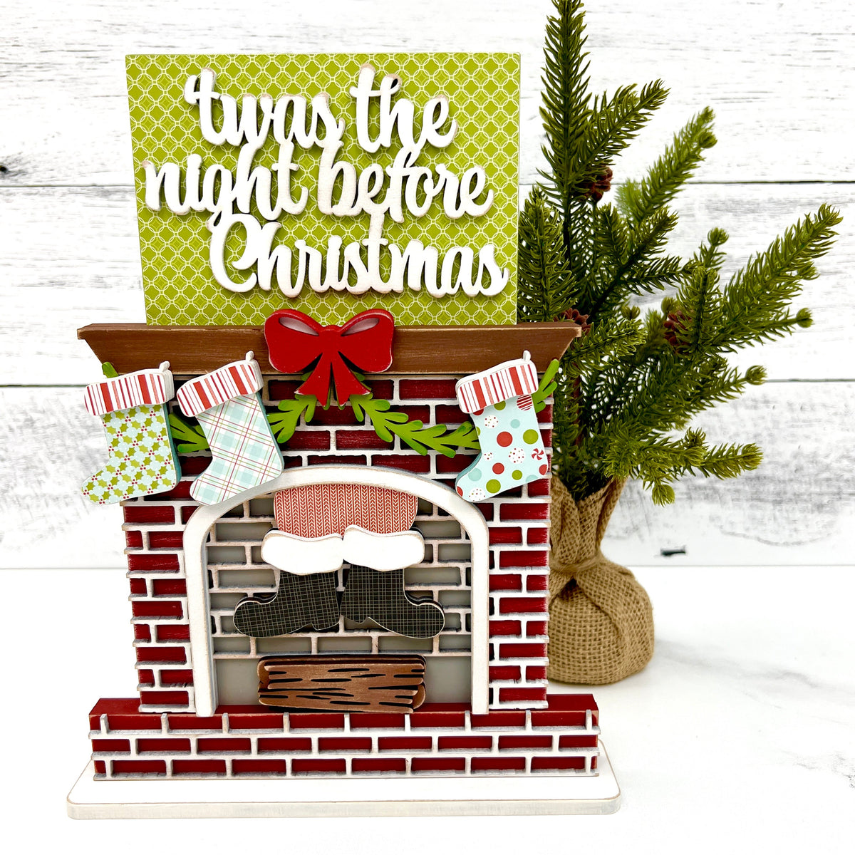 Christmas Fireplace Wood Decor Seasonal &amp; Holiday Decorations