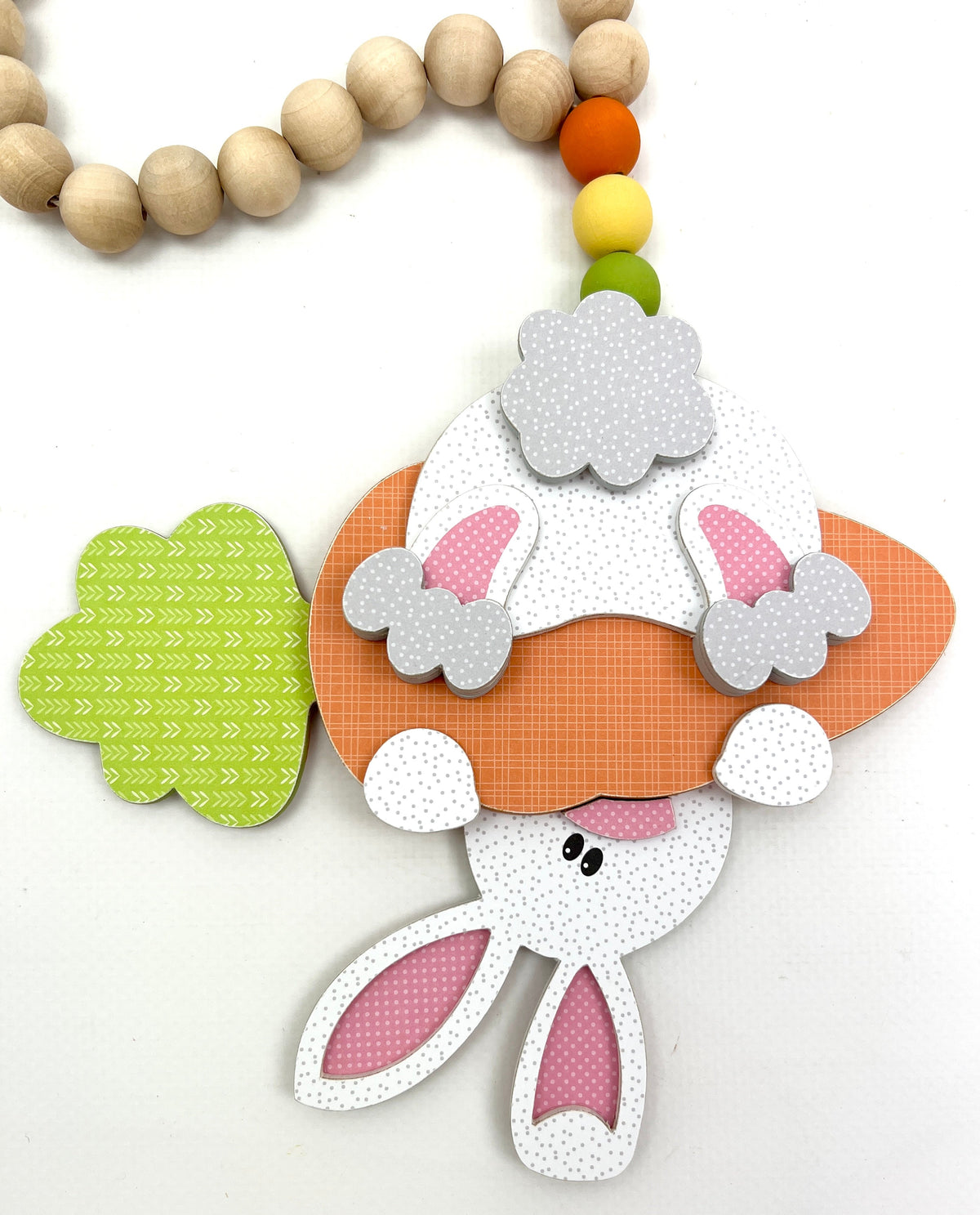 Hanging bunny wood beaded garland craft kit