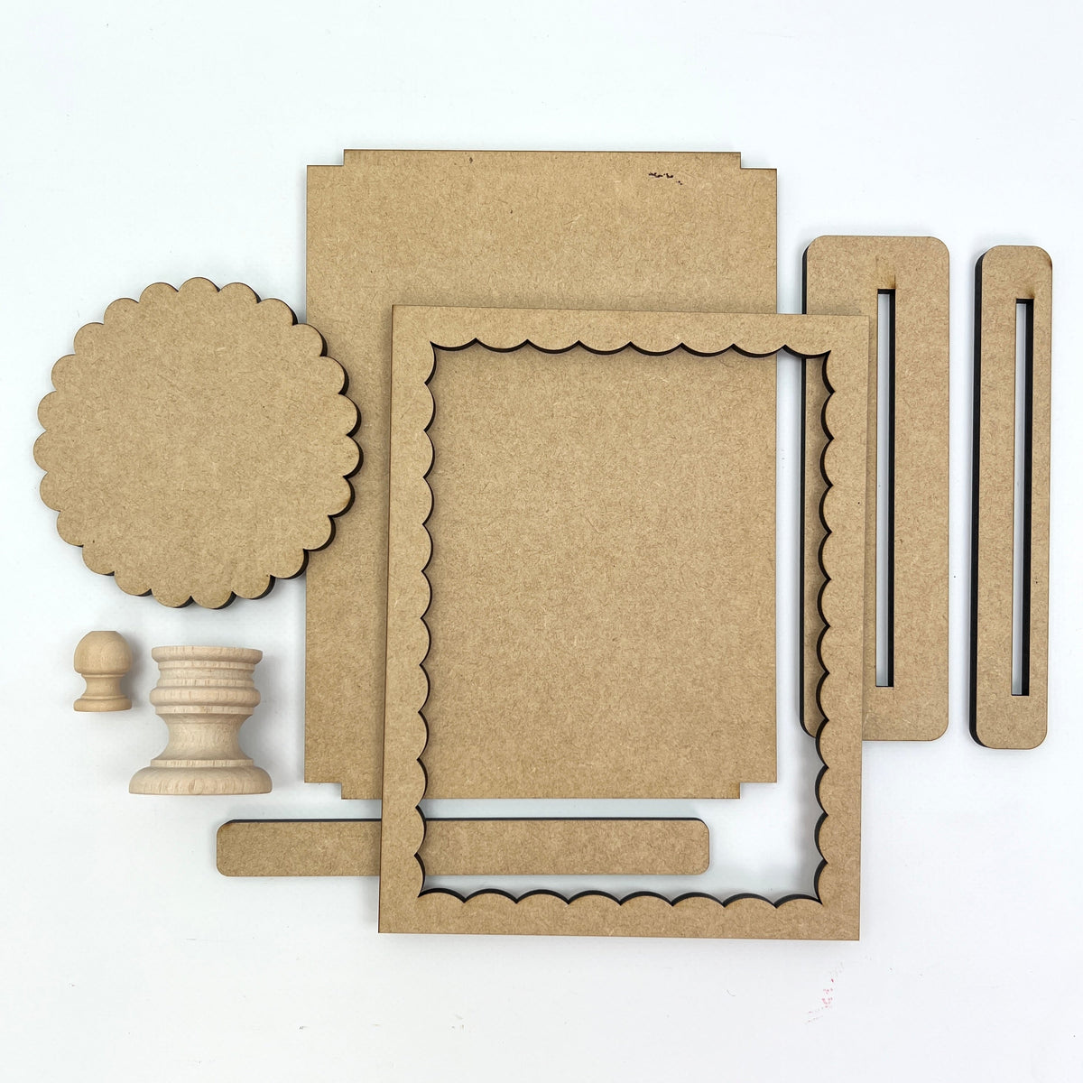 Unfinished wood frame for displaying finished cro