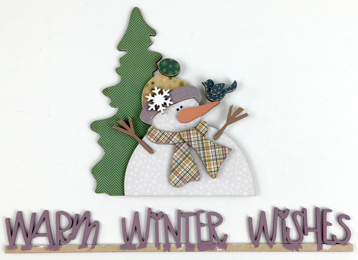 Vintage Farmhouse pick-up truck with interchangeable bed inserts. Winter truck bed insert for interchangeable truck with snowman and tree 