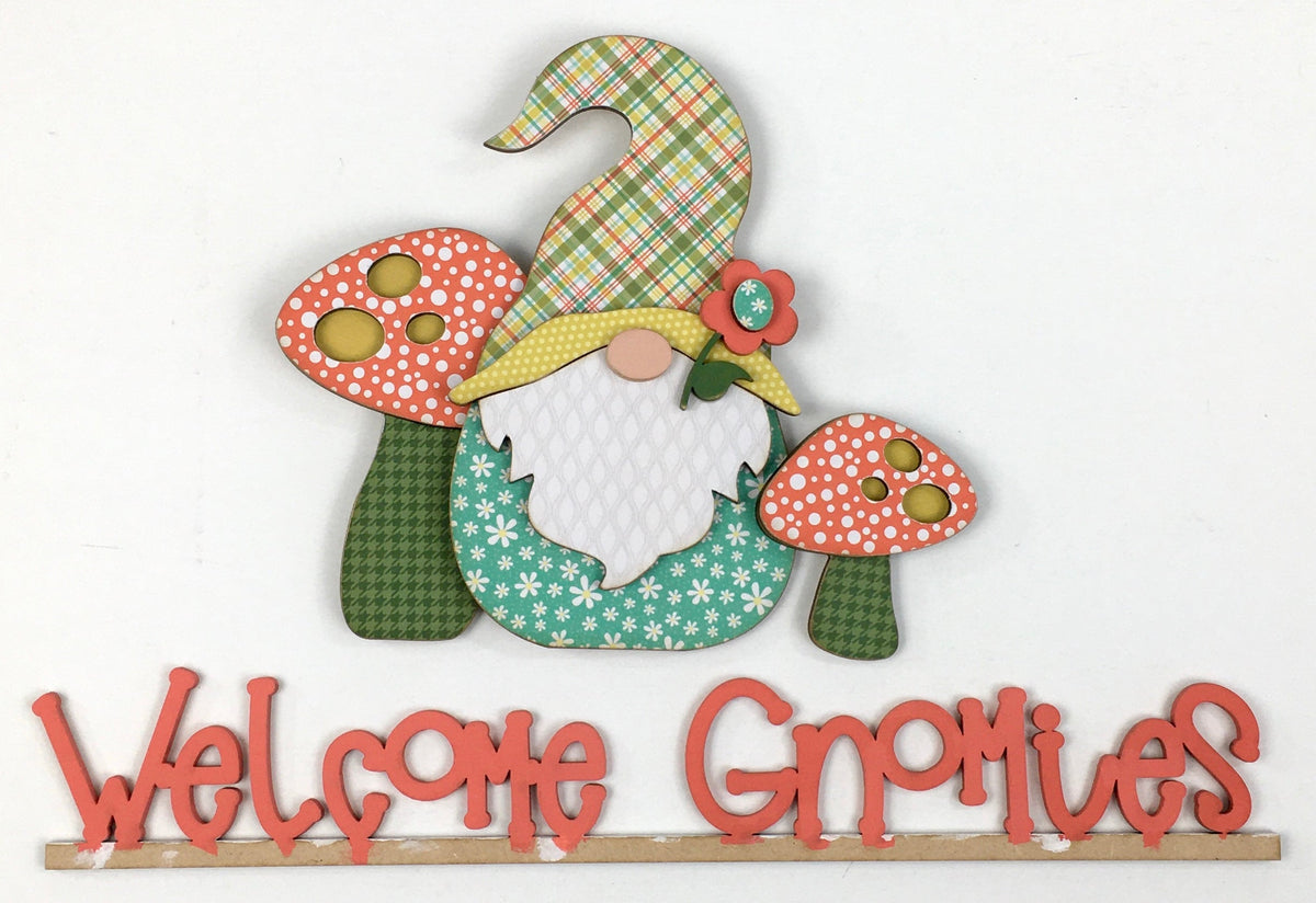 Wood farmhouse pick up truck with interchangeable truck bed inserts.  Welcome gnomies truck bed insert for Farmhouse pick up truck.  Handmade wood truck decor. Gnome with mushrroms. 