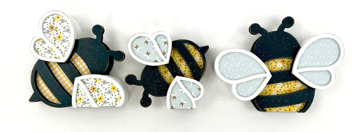 Bumble Bee Trio Wood Decor seasonal wood decor