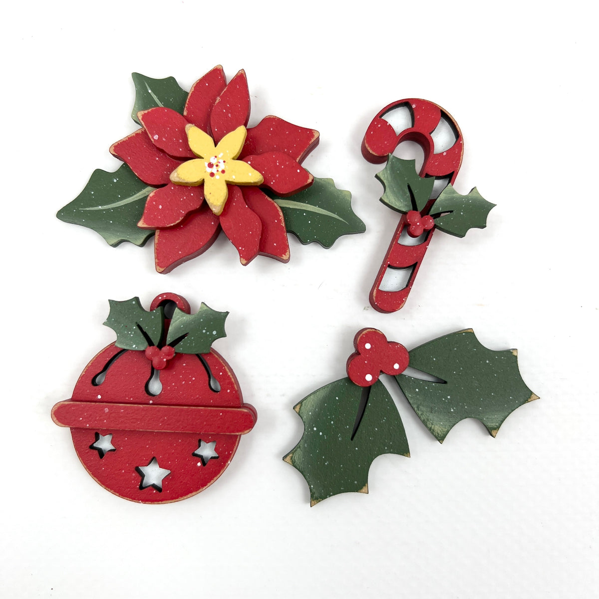 Christmas Wreath Ornaments (set of 4) Unfinished Wood Seasonal &amp; Holiday Decorations