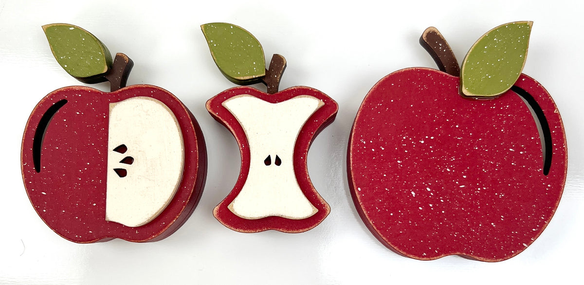 Tiny Chunky Apple Trio Wood decor Kit