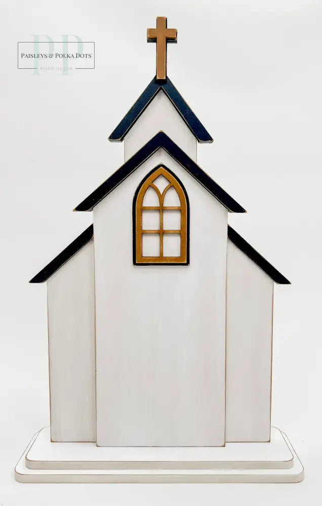 City Chapel-Unfinished Wood Cross Stitch Display seasonal wood decor