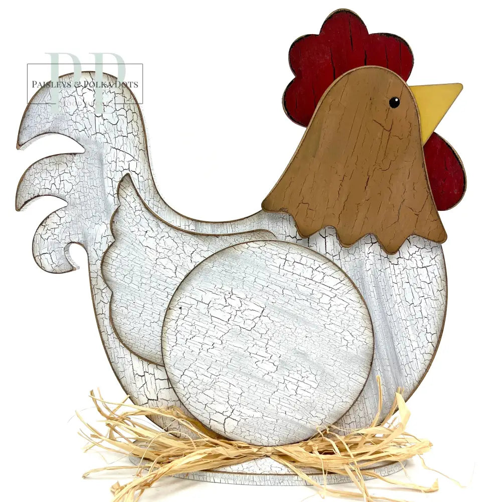 Country Chicken Cross Stitch Frame-Unfinished Wood seasonal wood decor