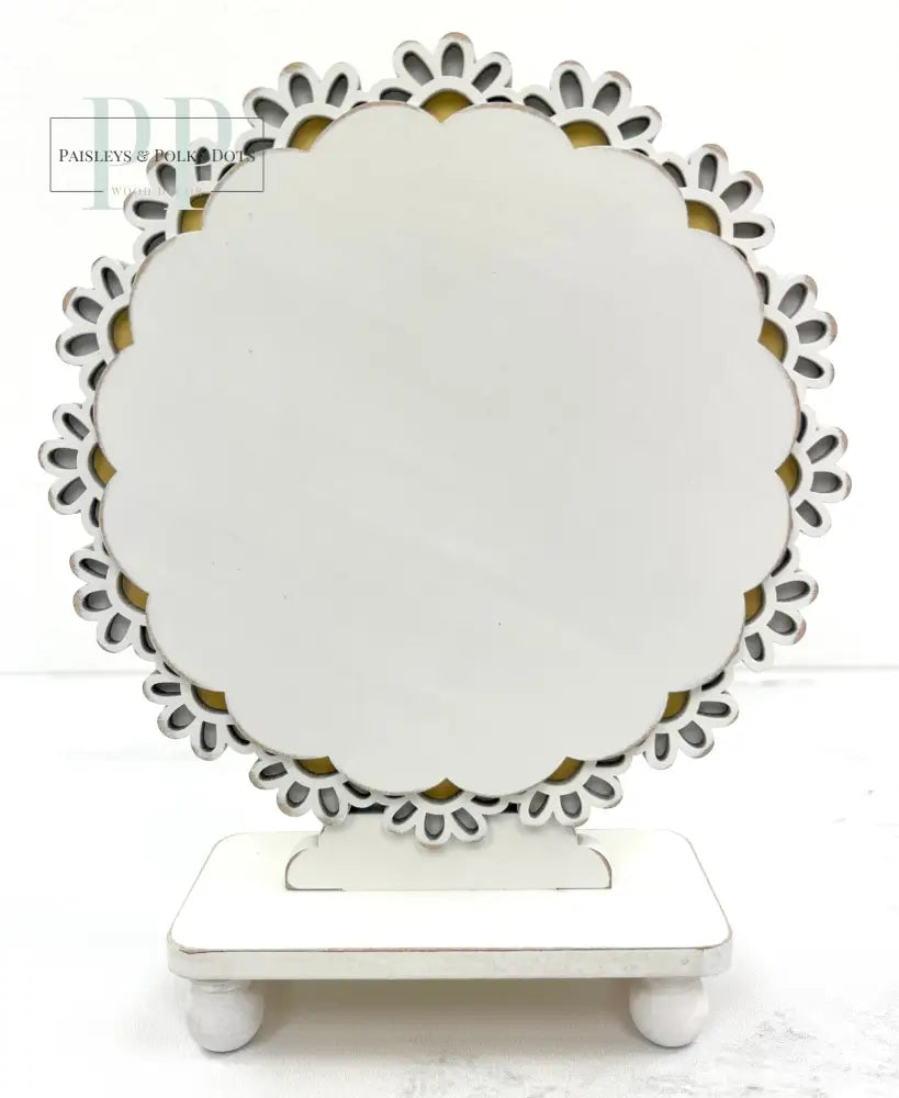 Daisy Lace Pedestal Frame-Unfinished Wood seasonal wood decor