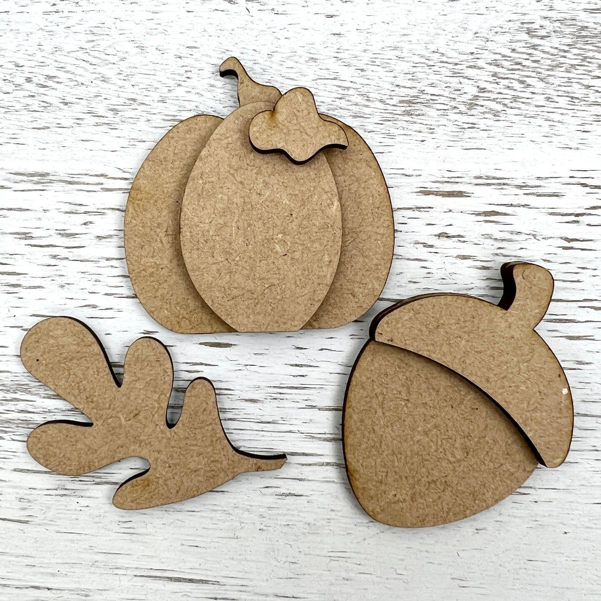 Fall wood shapes for cross stitch finishing displays and backers