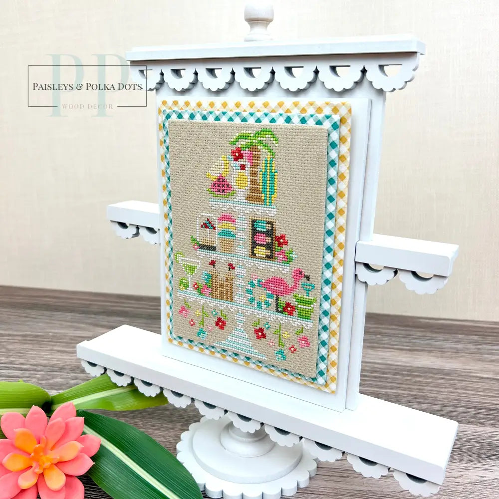 Faux wood tiered tray cross stitch display backer