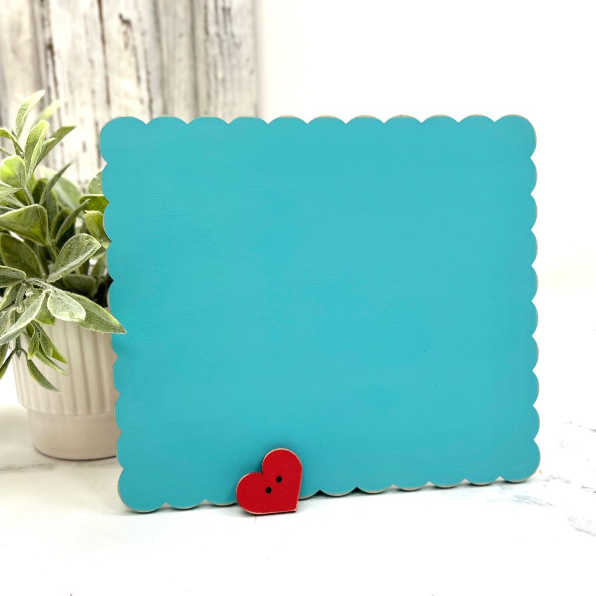Simple Scallop Frame with Heart Button-7x8 inches