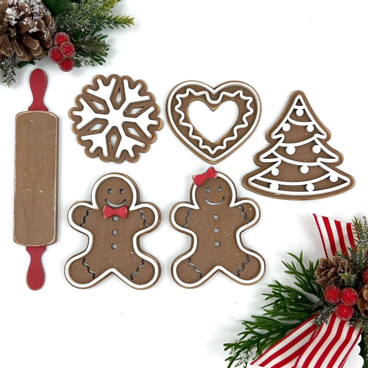 Gingerbread Tiny Charms-Unfinished Wood Seasonal &amp; Holiday Decorations