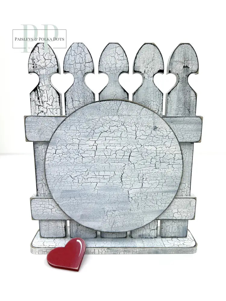 Heart Picket Fence Cross Stitch Display-Unfinished Wood seasonal wood decor