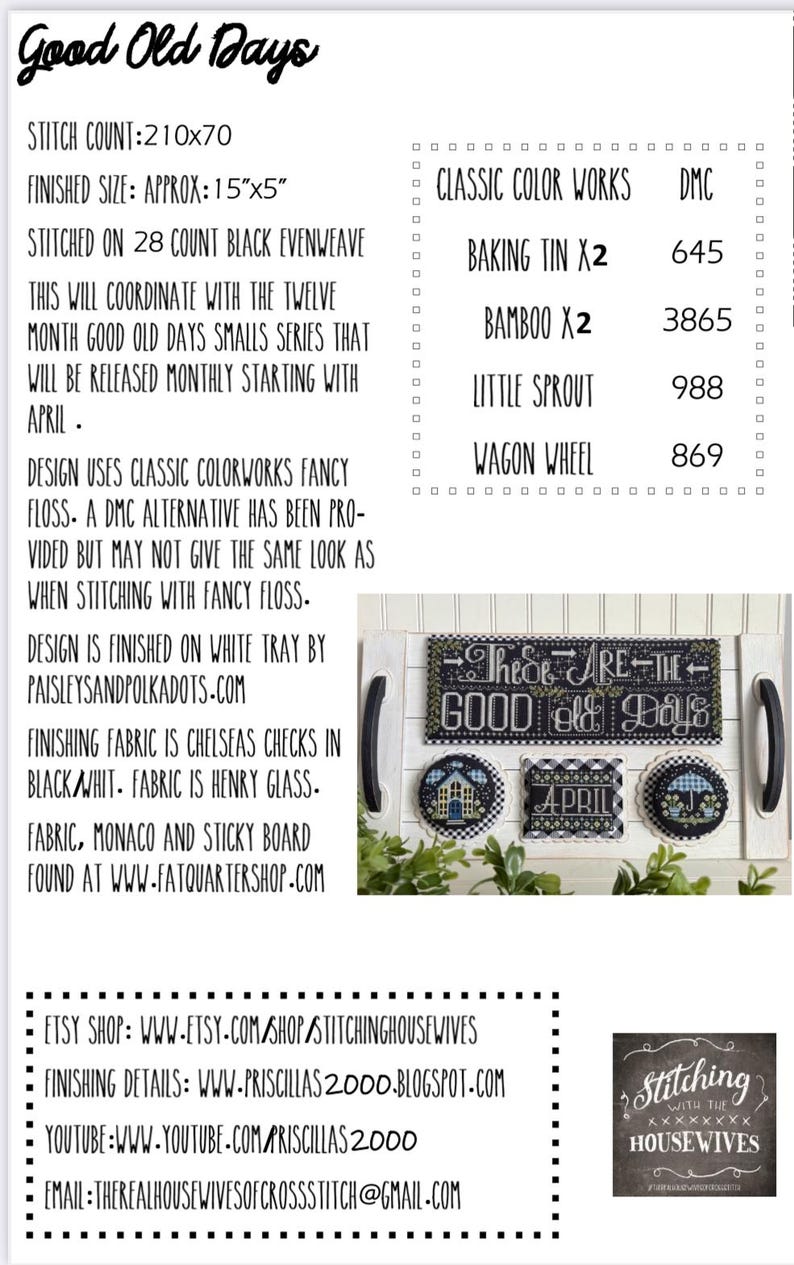 Good Old Days Cross Stitch Pattern by Stitching with the Housewives cross stitch pattern