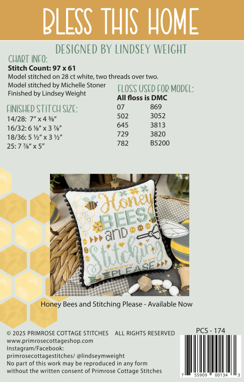 Embroidery pattern book cover with a pillow design and product details.