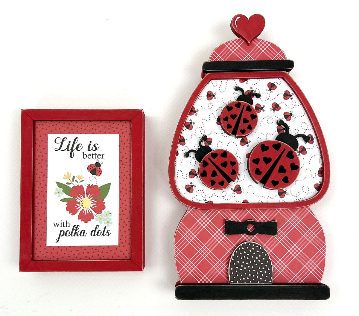 Ladybug Gumball Machine and Sign Wood Decor Kit seasonal wood decor