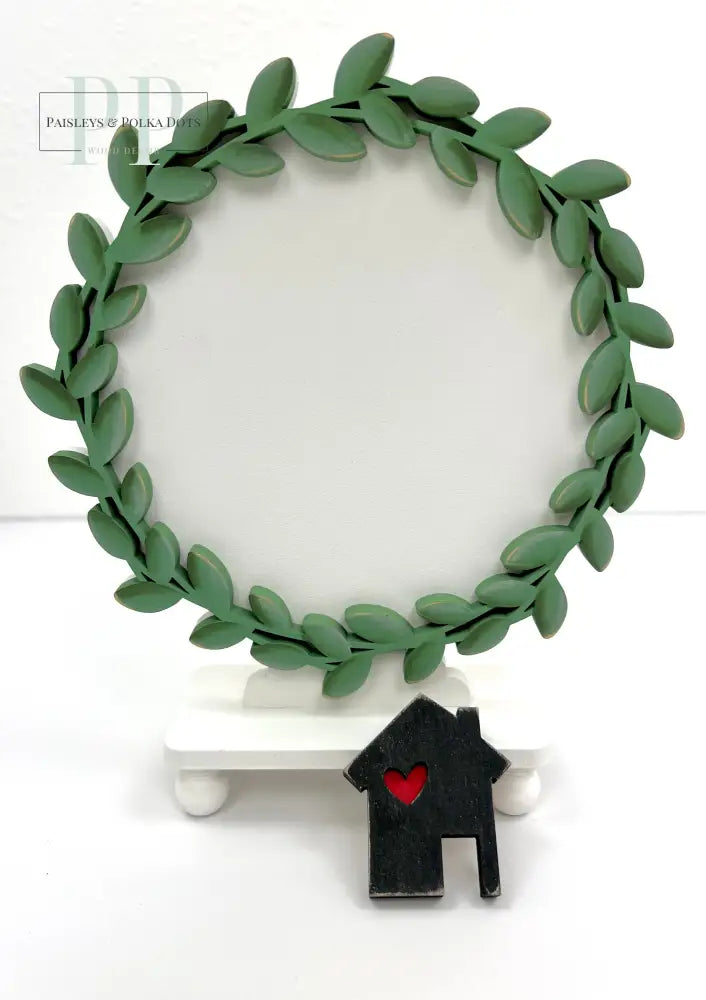 Love Lives Here Wreath Cross Stitch Display-Unfinished Wood seasonal wood decor