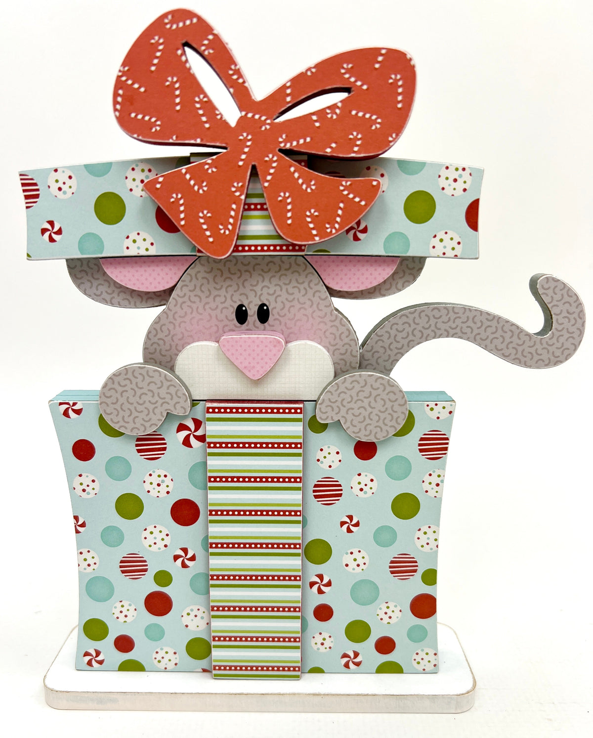 Christmas Mouse in Present Wood Decor Seasonal &amp; Holiday Decorations