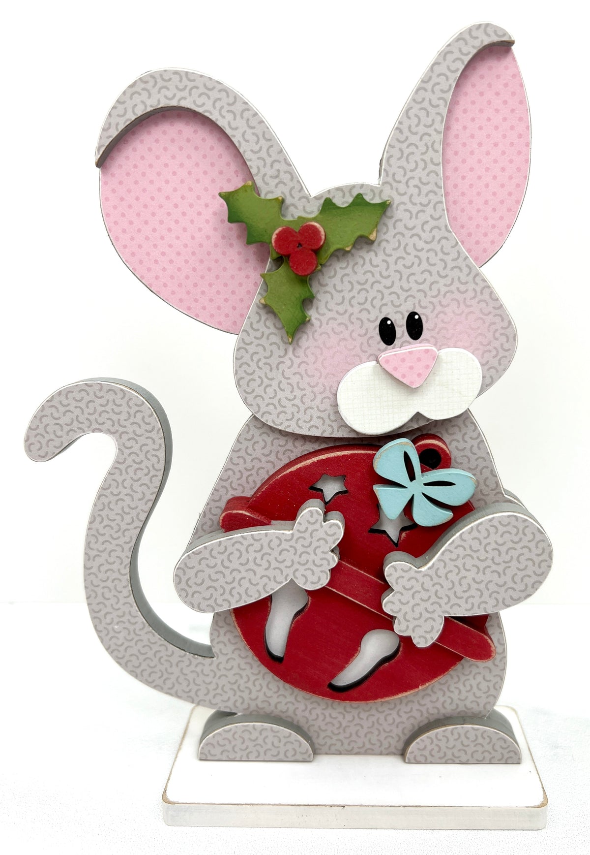 Christmas Mouse with Bell Wood Decor Seasonal &amp; Holiday Decorations
